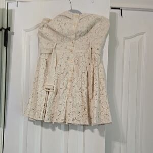Cream Lace Strapless Dress